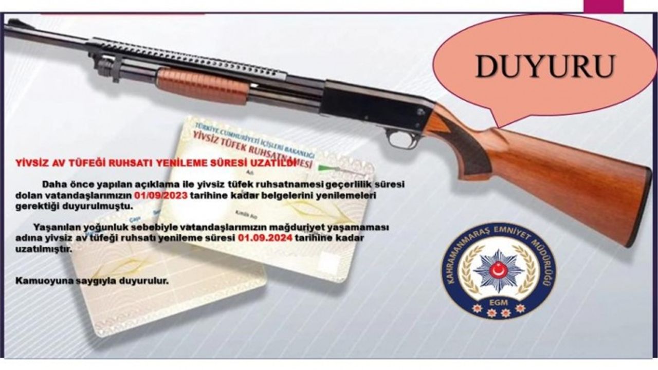 Yivsiz av tüfeği yenileme süresi uzatıldı