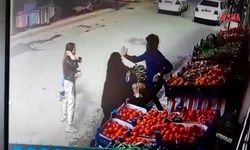 Manavda alışveriş eden kadınlara saldırdı