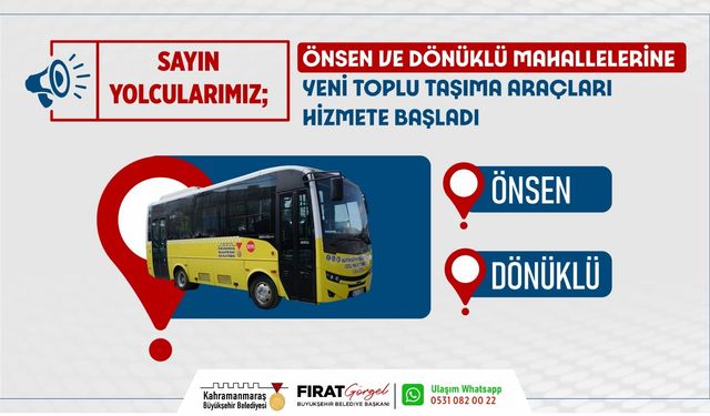 Önsen ve Dönüklü’ye Yeni Toplu Taşıma