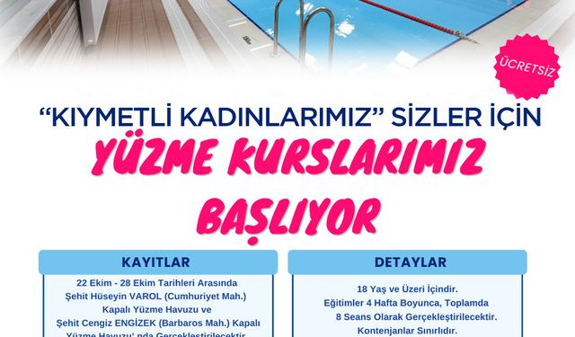 Kadınlara yönelik ücretsiz yüzme kursu