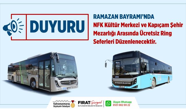 Bayramda Kabir Ziyareti İçin Ücretsiz Toplu Taşıma Hizmeti