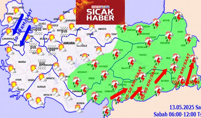 Yer yer kuvvetli gökgürültülü sağanak yağışlı hava bekleniyor
