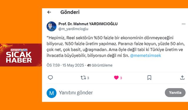 Prof. Dr. Yardmcıoğlu’dan Şimşek’e Anlamlı Mesaj
