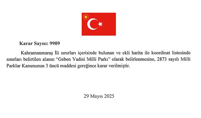Andırın "Geben Vadisi" milli park ilan edildi