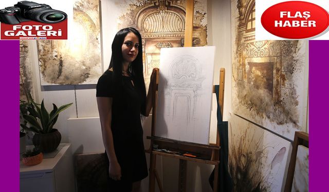 Hataylı ressam çizimlerini kahve ve çay dökerek renklendiriyor
