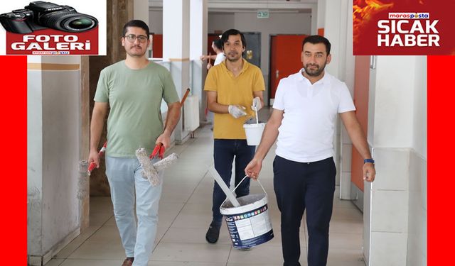 Fedakar Öğretmenleri Fırçalarıyla Ortaokulu Yeniledi