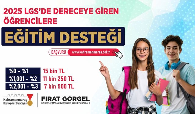 LGS’de Dereceye Girenlere Eğitim Desteği