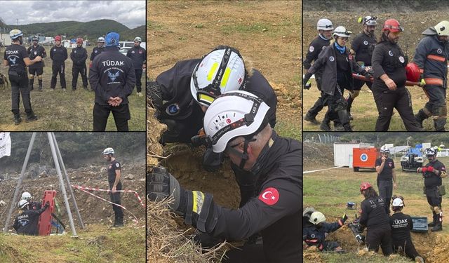 TÜDAK'ın gerçeğini aratmayan deprem tatbikatını AA ekipleri görüntüledi