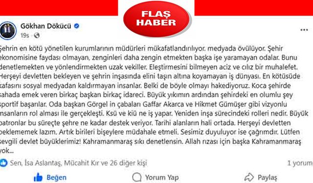 “Kahramanmaraş Sıkı Denetlensin, Başka Kahramanmaraş Yok”