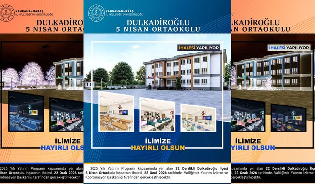 Dulkadiroğlu’na 32 Derslikli Yeni Ortaokul