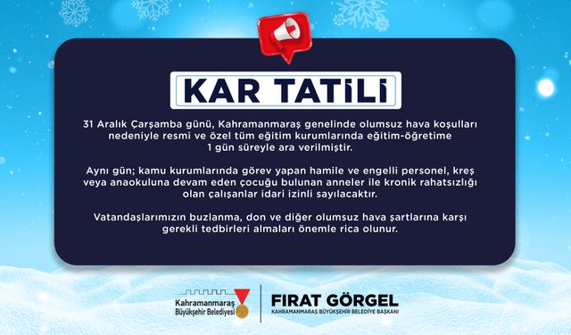 Bugün Eğitime 1 Günlük Kar Arası!