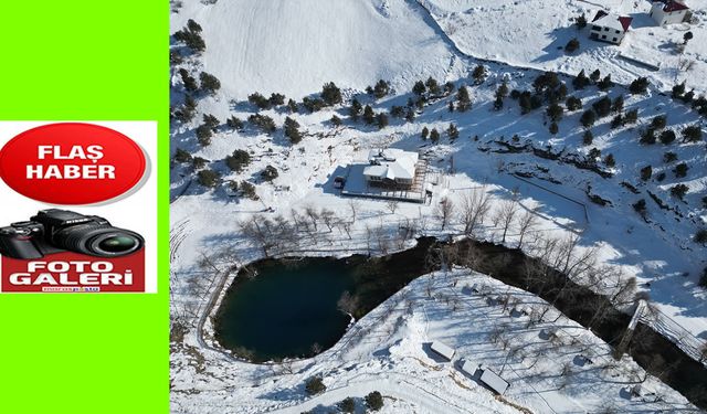 Yeşilgöz Gölü'nde Kış Manzarası Havadan Görüntülendi