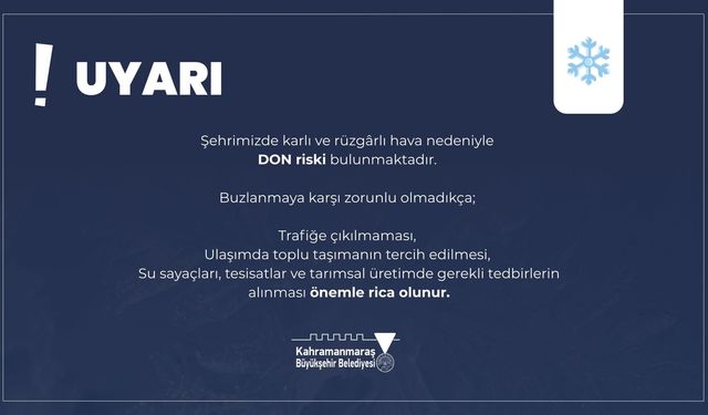 Şehir Genelinde Buzlanma ve Don Uyarısı!