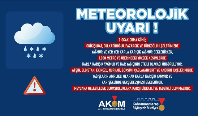 Şehir Genelinde Yağışlı Hava Etkili Olacak!