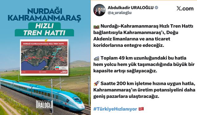 Uraloğlu Açıkladı: Kahramanmaraş Hızlı Tren Ağına Entegre Ediliyor