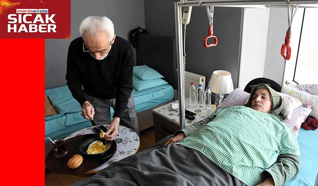 Kıbrıs gazisi depremzede, yatalak eşine sevgiyle bakıyor
