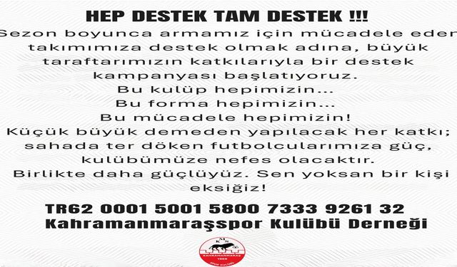 Kahramanmaraşspor’dan Destek Kampanyası