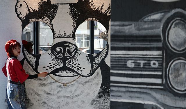 Depremzede genç kadın ressamın tuvali, halı ve duvarlar oldu