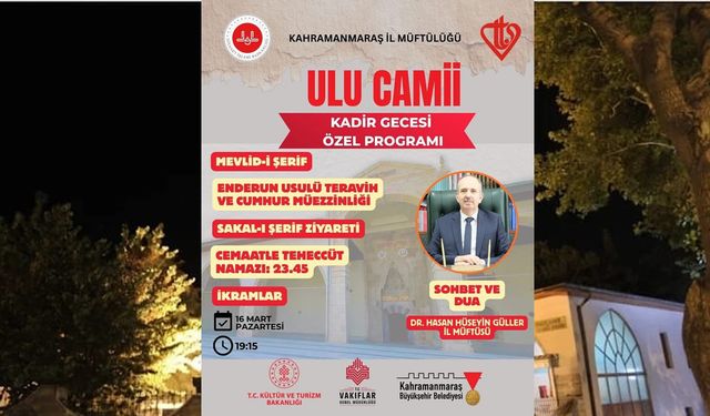 Ulu Camii Kadir Gecesi’nde Yeniden İbadete Açılıyor