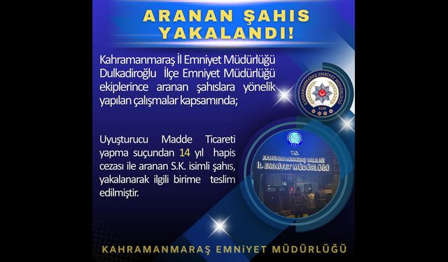 Kahramanmaraş’ta Aranan Hükümlü Yakalandı