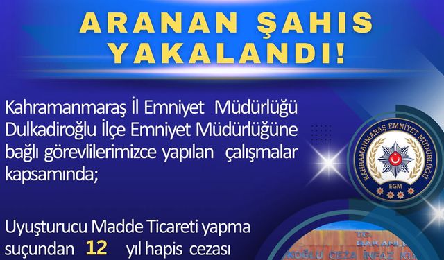 12 Yıl Hapis Cezalı Hükümlü Yakalandı