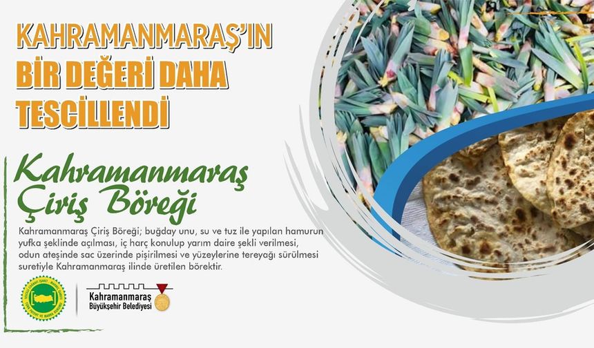 Kahramanmaraş Çiriş Böreği, Şehrin Tescilli Ürünleri Arasında