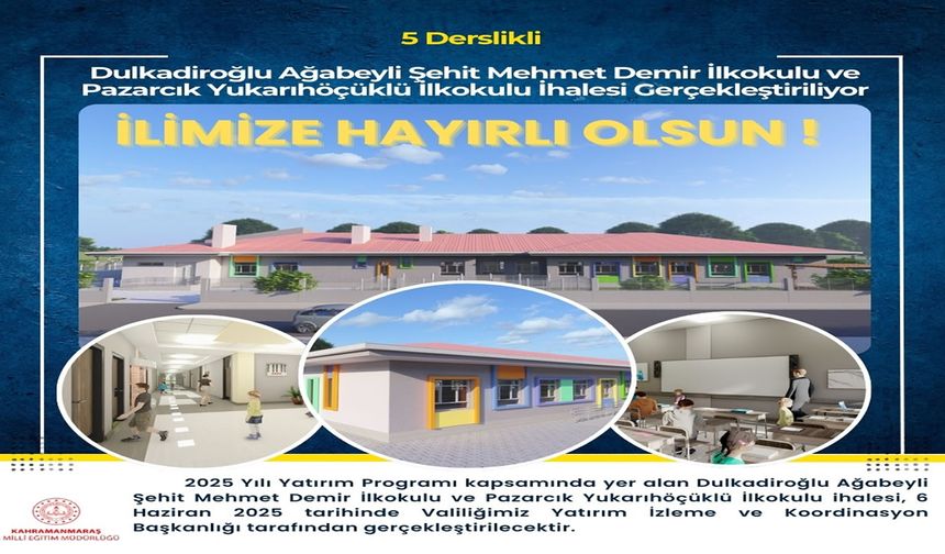 İki okulun ihalesi 6 Haziran’da yapılıyor