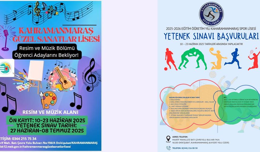 Güzel Sanatlar ve Spor Lisesi Yetenek Sınavı Başvuruları Başladı!
