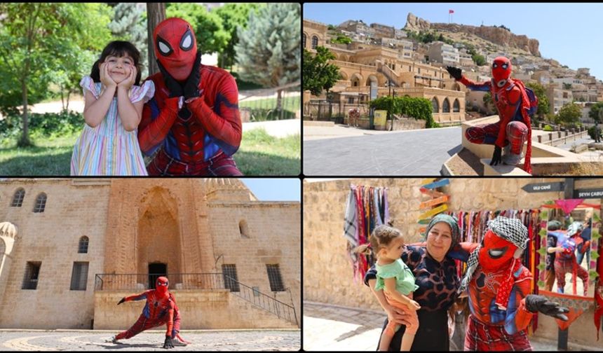 Türkiye'yi gezen "Örümcek Adam" Mardin'de