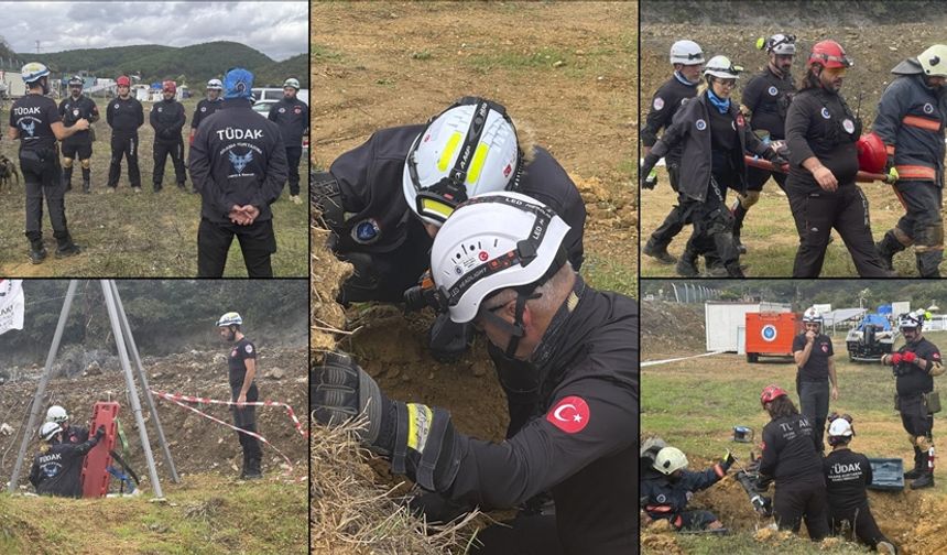 TÜDAK'ın gerçeğini aratmayan deprem tatbikatını AA ekipleri görüntüledi
