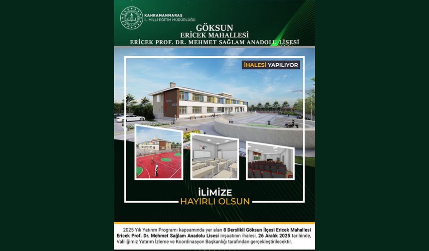 Ericek’e 8 Derslikli Yeni Anadolu Lisesi Kazandırılıyor
