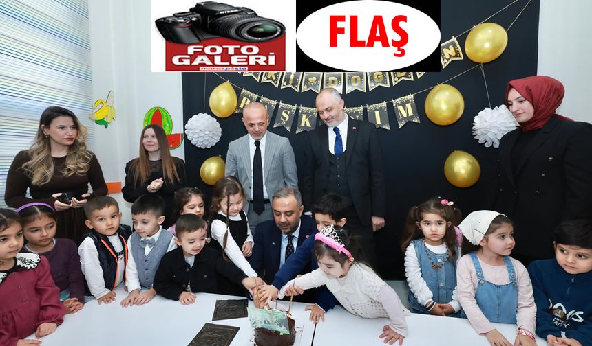 Toptaş’a karne programında miniklerden doğum günü sürprizi