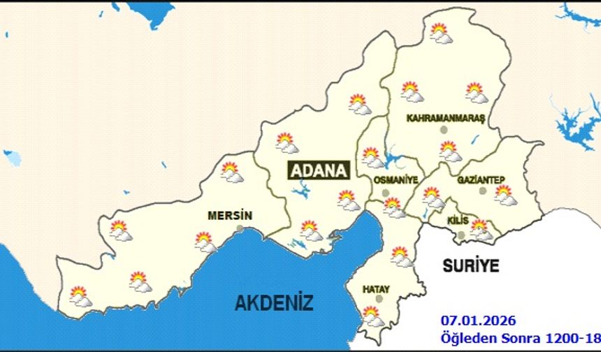 Doğu Akdeniz’de Hava Parçalı Bulutlu