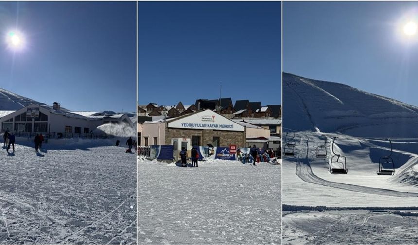 Yedikuyular Kayak Merkezi'nde kar kalınlığı 70 santimetreye ulaştı