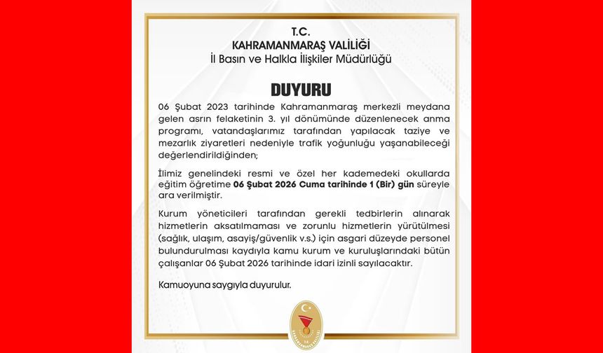 6 Şubat’ta Okullar Tatil: Kamu Çalışanlarına İdari İzin