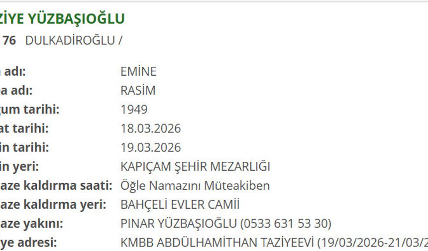 Kahramanmaraş'ta Yüzbaşıoğlu ailesinin acı günü