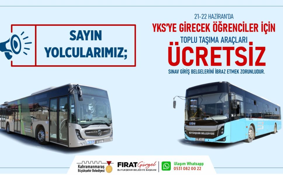 Üniversite adaylarına YKS günlerinde ulaşım ücretsiz