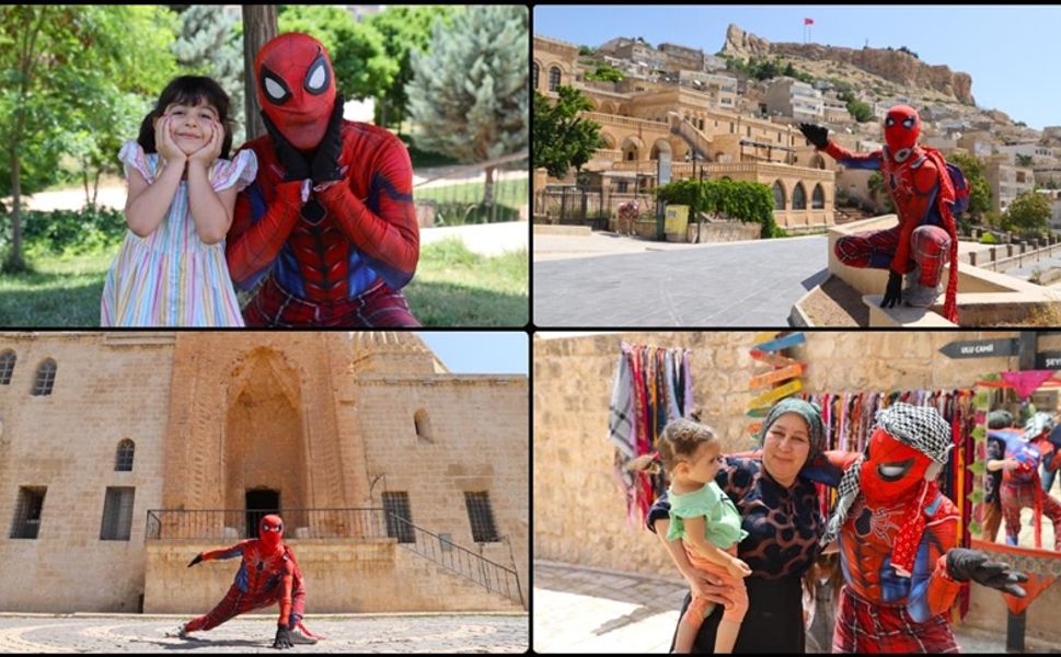 Türkiye'yi gezen "Örümcek Adam" Mardin'de