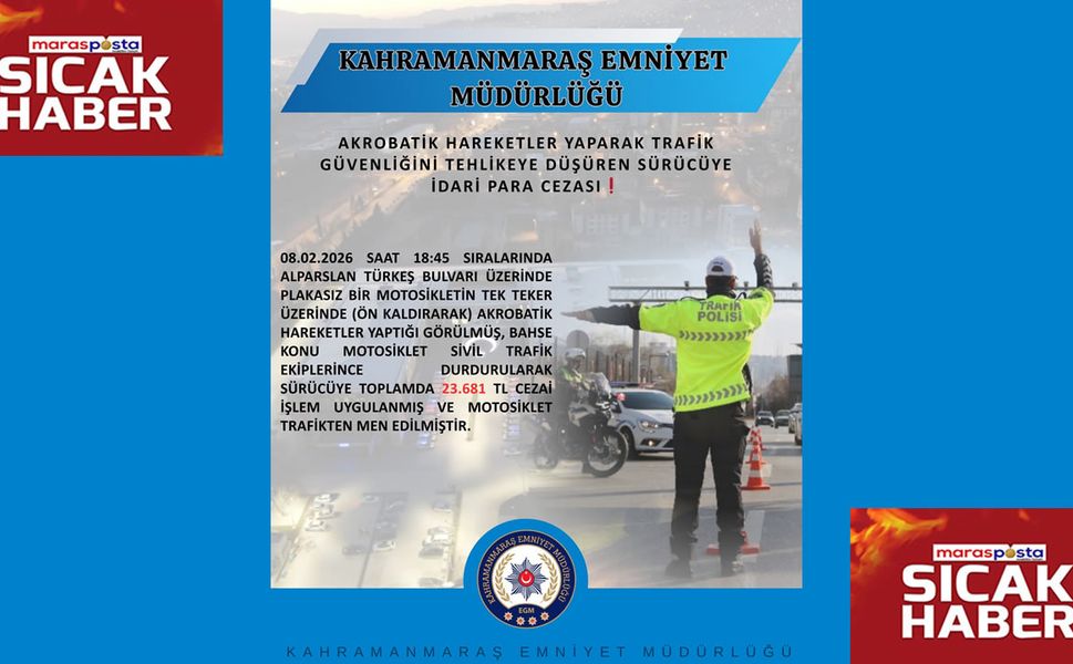 Trafiği Tehlikeye Atan Sürücüye 23 Bin 681 TL Ceza