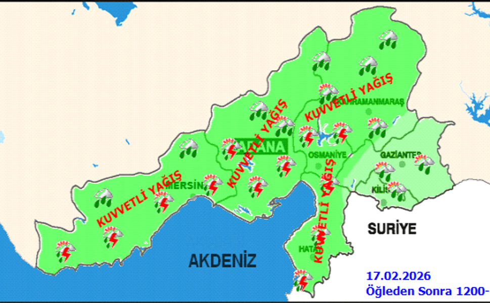 Doğu Akdeniz’de Kuvvetli Yağış Alarmı