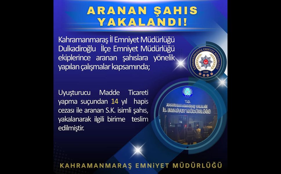 Kahramanmaraş’ta Aranan Hükümlü Yakalandı