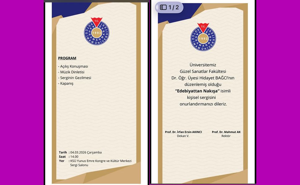 KSÜ’de Sanat Dolu Buluşma Yarın Başlıyor