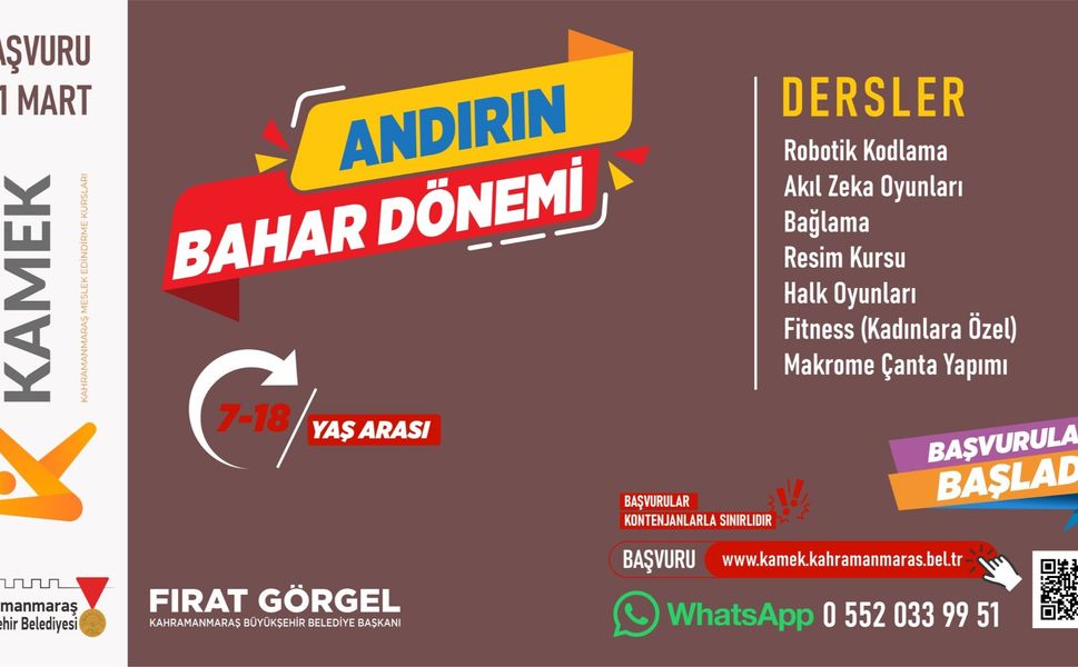 Andırın’da KAMEK Kurslarına Başvurular Başladı