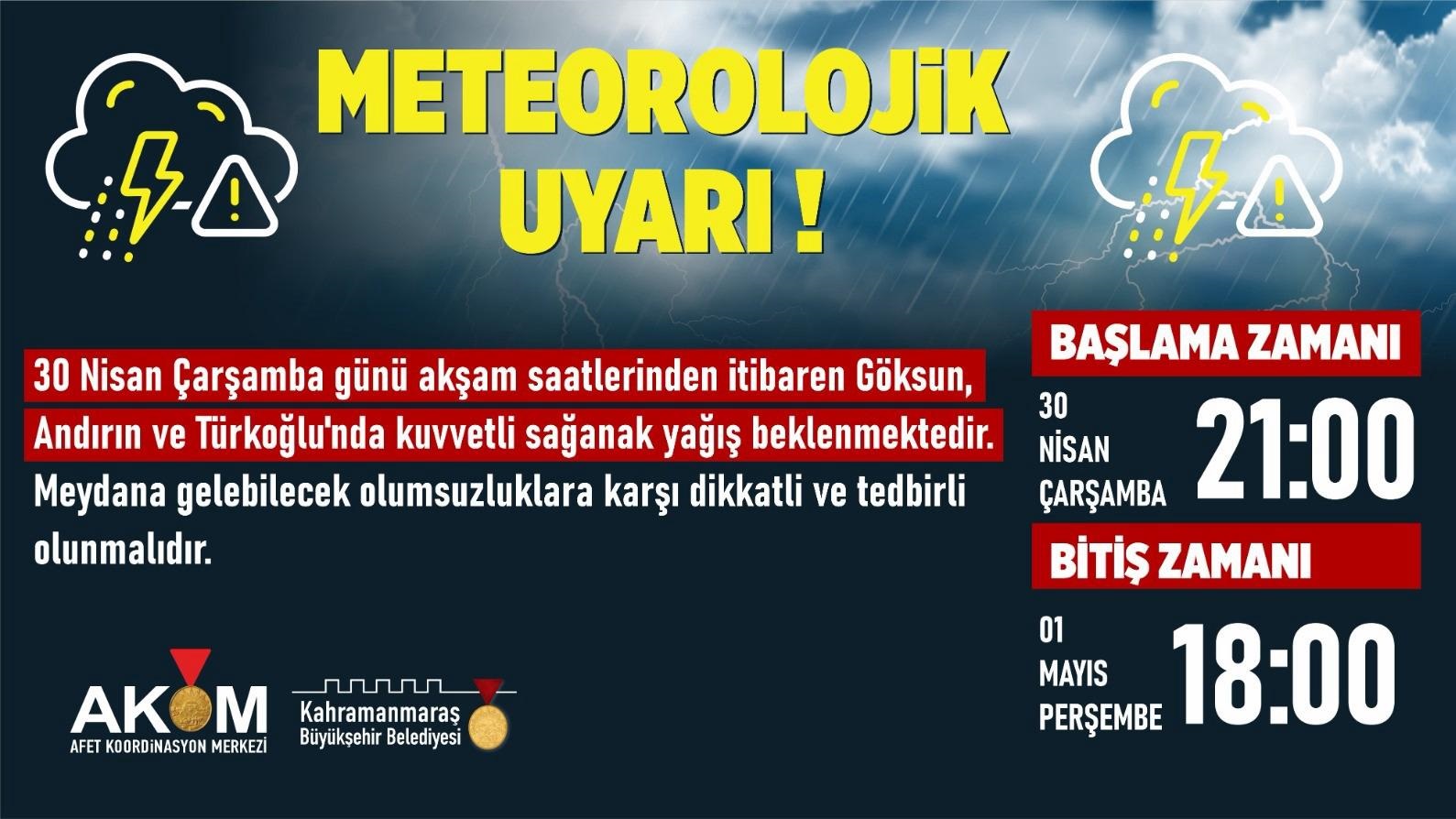 3 İlçede Sağanak Yağış Uyarısı!