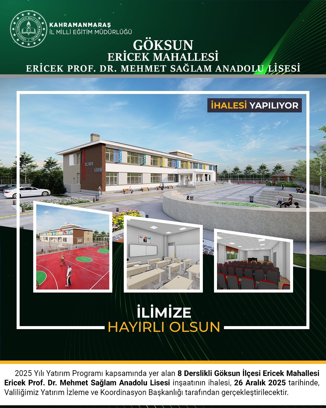 Ericek’e 8 Derslikli Yeni Anadolu Lisesi Kazandırılıyor (1)