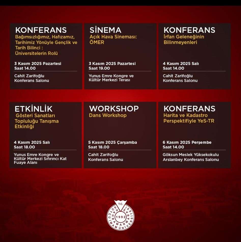 Ksü’de Kasım Ayı Etkinlik Takvimi Açıklandı