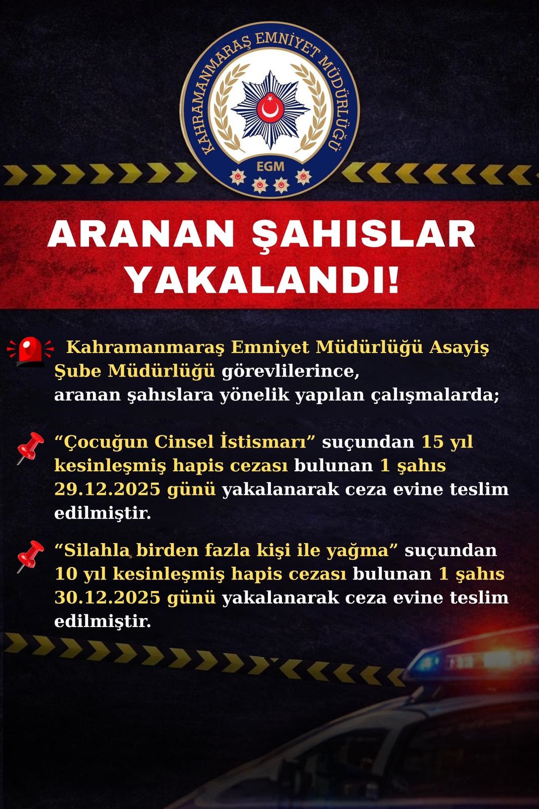 Kahramanmaraş’ta Aranan Hükümlülere Darbe