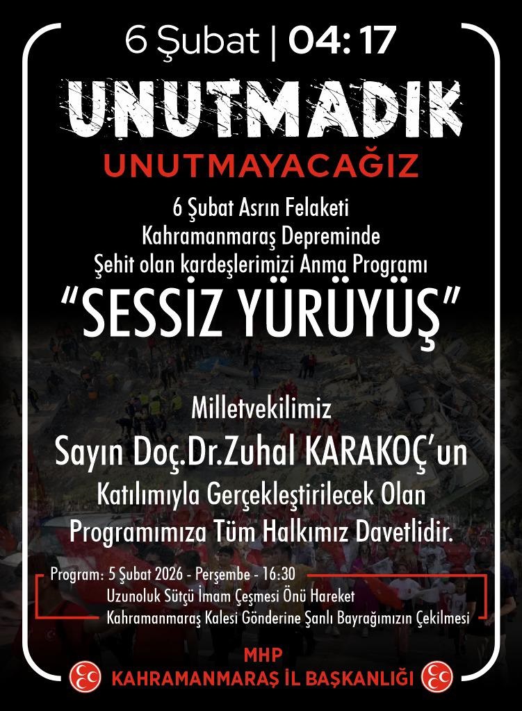 Mhp’den Depremin Yıldönümünde “Sessiz Yürüyüş” Programı