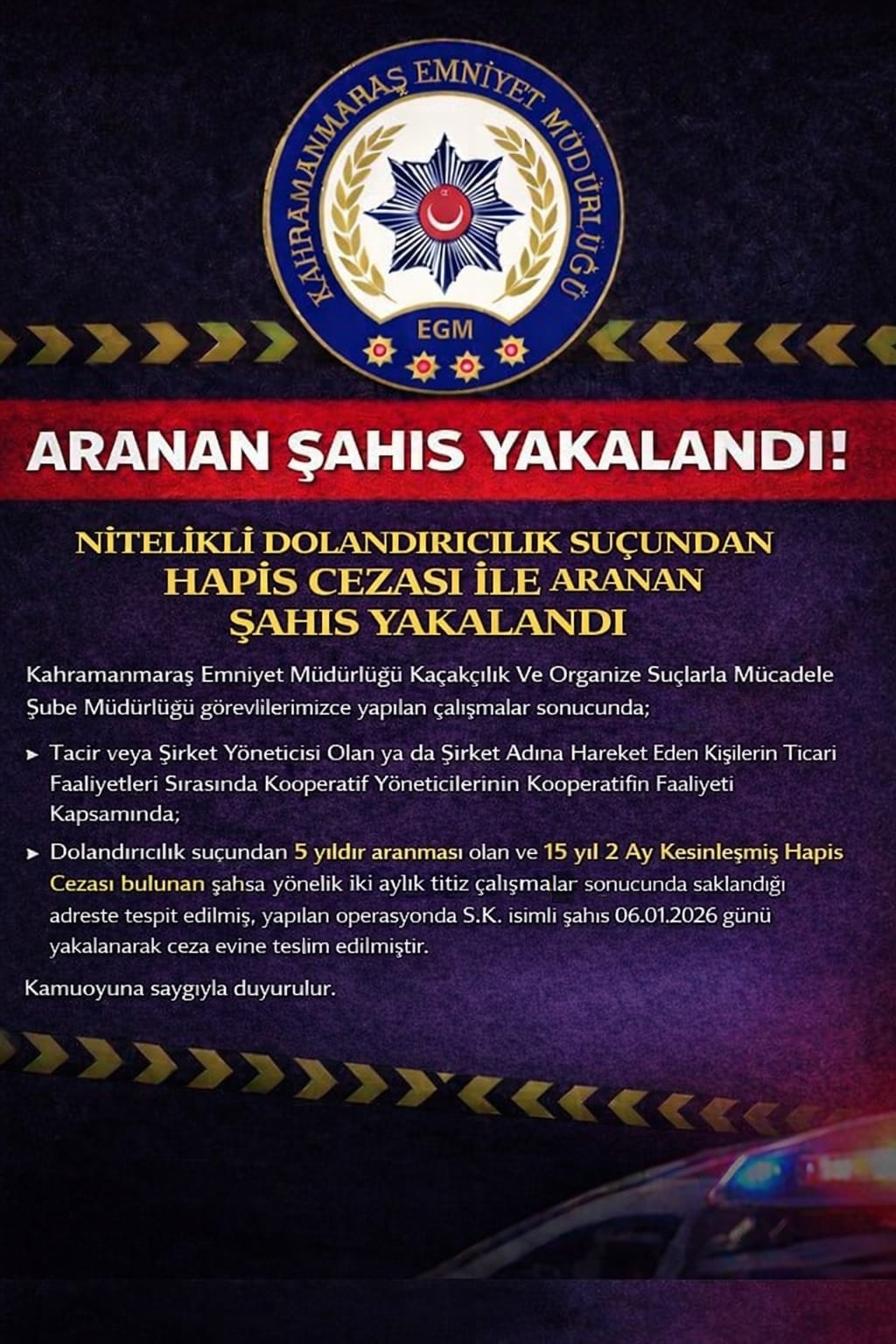 Nitelikli Dolandırıcılık Operasyonu 15 Yıl 2 Ay Hapis Cezası Bulunan Firari Yakalandı