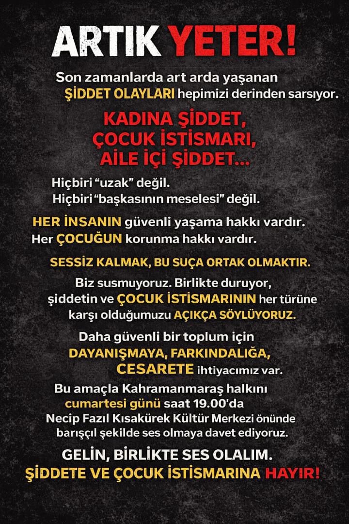 Chp Kahramanmaraş İl Başkanlığı’ndan Şiddete Karşı Basın Açıklaması Çağrısı